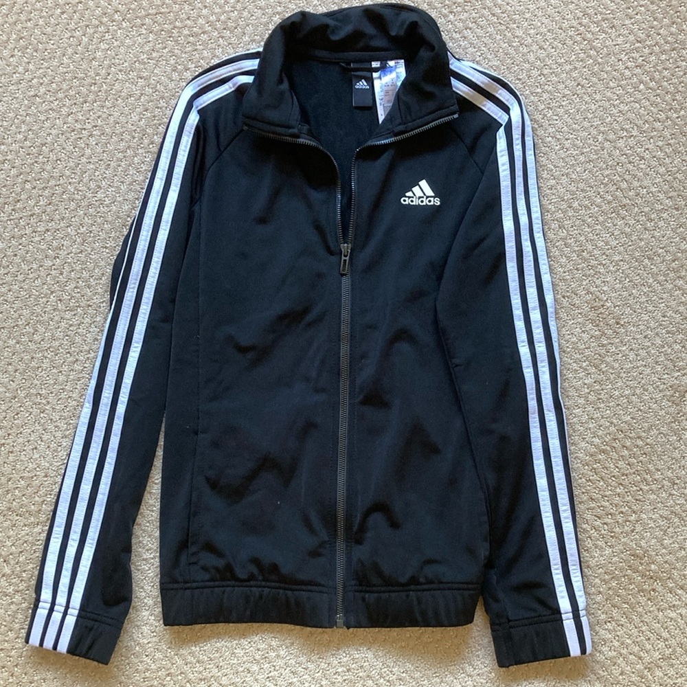 Adidas Black Track Jacket with White Stripes